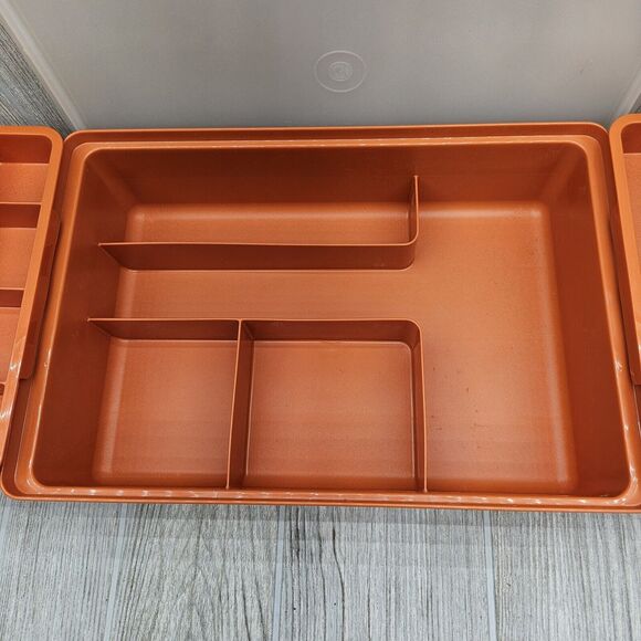 Tupperware TupperCraft 1421 Sewing Kit Craft Tackle 4pc Organizer Orange 1421-6 - Picture 4 of 10